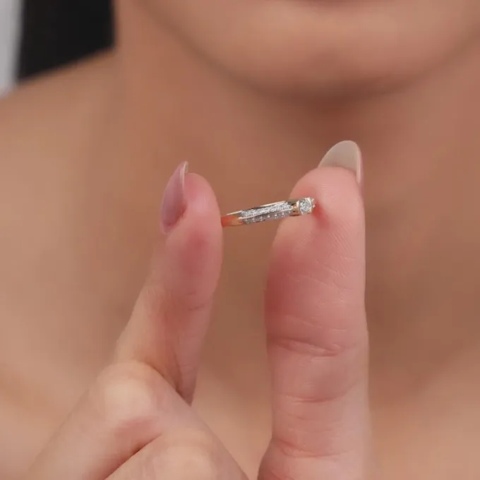 Gold Pave Lab Grown Diamond Ring