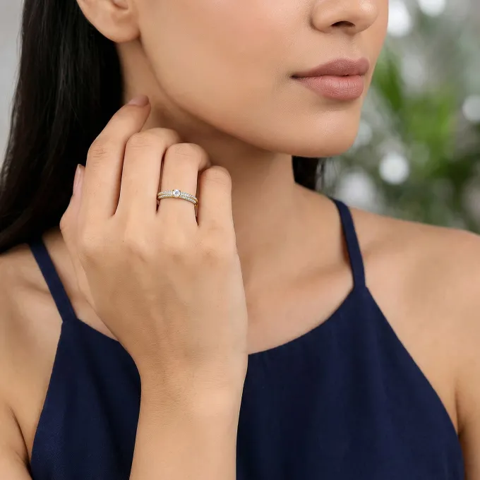 Gold Pave Lab Grown Diamond Ring