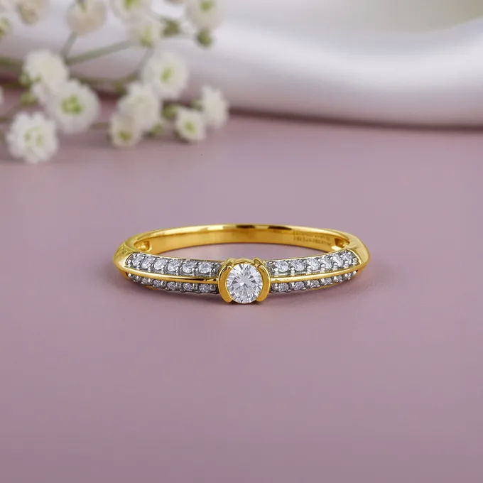 Gold Pave Lab Grown Diamond Ring