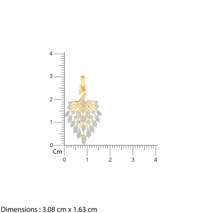 Gold Peacock Dance Lab Grown Diamond Pendant