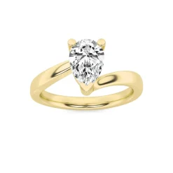 Gold Pear Solitaire Diamond Ring