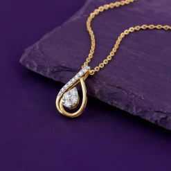 Gold Pear Within Lab Grown Diamond Pendant
