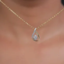 Gold Pear Within Lab Grown Diamond Pendant