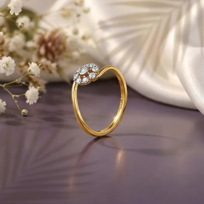 Gold Petal Confluence Lab Grown Diamond Ring (Size 12)