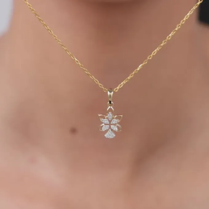Gold Petal Grace Lab Grown Diamond Pendant