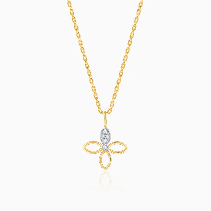 Gold Petal Sparkle Lab Grown Diamond Pendant
