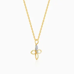 Gold Petal Sparkle Lab Grown Diamond Pendant