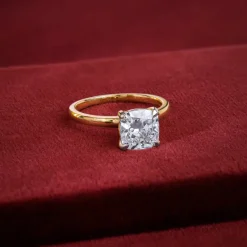 Gold Princess-cut Solitaire Lab Grown Diamond Ring
