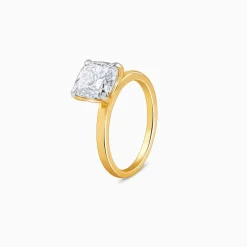 Gold Princess-cut Solitaire Lab Grown Diamond Ring