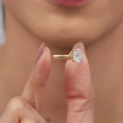 Gold Princess-cut Solitaire Lab Grown Diamond Ring