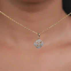 Gold Quiet Flower Lab Grown Diamond Pendant