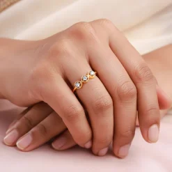 Gold Radiant Circles Lab Grown Diamond Ring