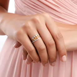 Gold Radiant Drops Lab Grown Diamond Ring