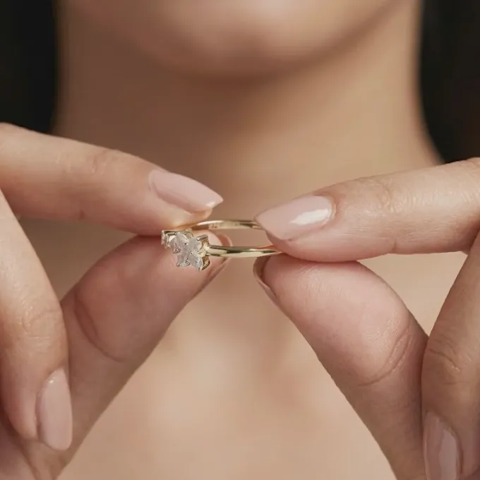 Gold Radiant Petaline Lab Grown Diamond Ring (Size 12)