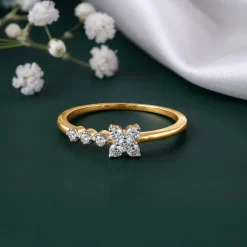Gold Radiant Petaline Lab Grown Diamond Ring (Size 12)