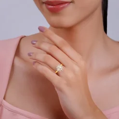 Gold Radiant Wheel Lab Grown Diamond Ring