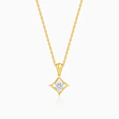 Gold Rhombus Floret Lab Grown Diamond Pendant