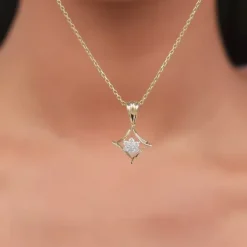 Gold Rhombus Floret Lab Grown Diamond Pendant