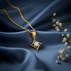 Gold Rhombus Floret Lab Grown Diamond Pendant