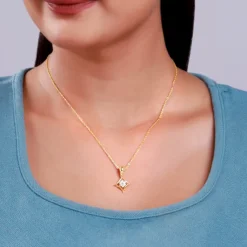 Gold Rhombus Floret Lab Grown Diamond Pendant