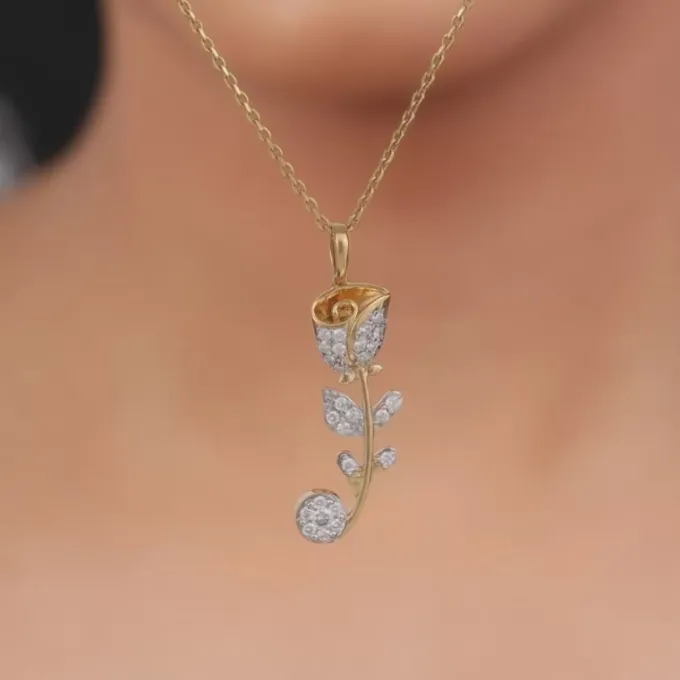 Gold Rose Reverie Lab Grown Diamond Pendant