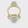 Gold Round Cut Halo Solitaire Diamond Ring