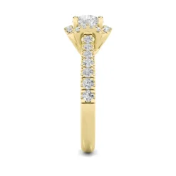 Gold Round Cut Halo Solitaire Diamond Ring