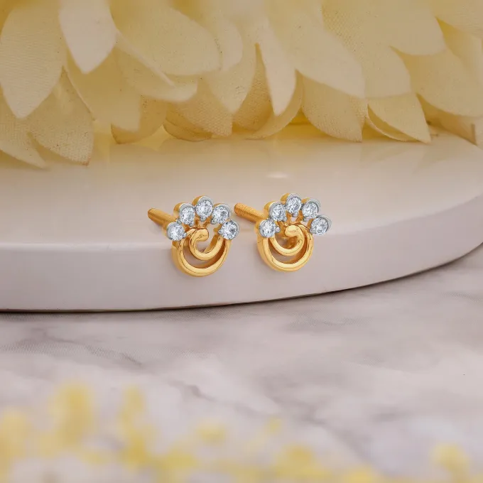 Gold Serenity Floral Lab Grown Diamond Earrings
