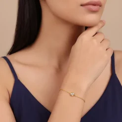 Gold Shinny Circle Lab Grown Diamond Bracelet