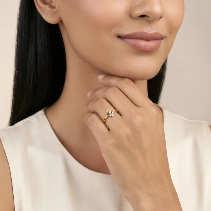 Gold Slant Theory Lab Grown Diamond Ring (Size 12)