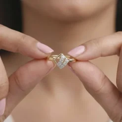 Gold Slant Theory Lab Grown Diamond Ring (Size 12)