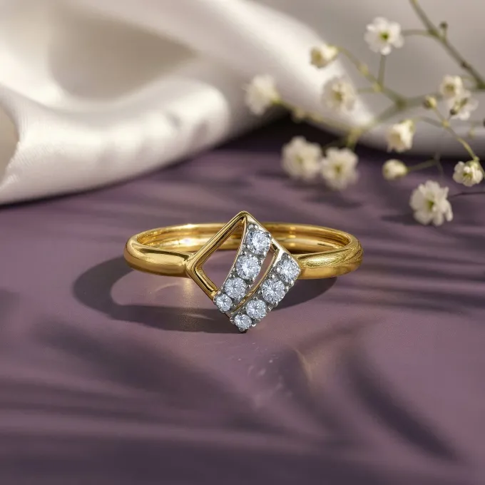 Gold Slant Theory Lab Grown Diamond Ring (Size 12)