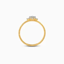 Gold Snowflake Beaded Lab Grown Diamond Ring