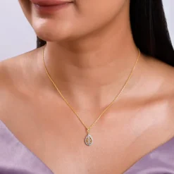 Gold Solene Tear Lab Grown Diamond Pendant