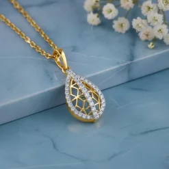 Gold Solene Tear Lab Grown Diamond Pendant