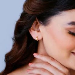 Gold Solitaire Hoop Diamond Earrings