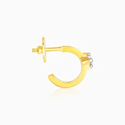 Gold Solitaire Hoop Diamond Earrings