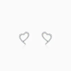 Gold Sparkle Heart Lab Grown Diamond Earrings