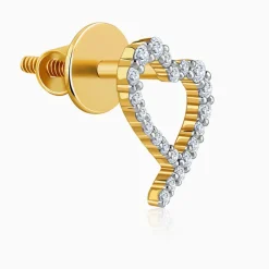 Gold Sparkle Heart Lab Grown Diamond Earrings