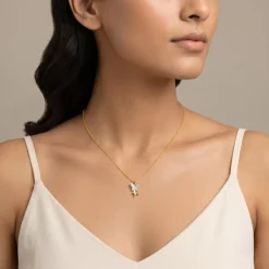 Gold Sparkling Butterfly Lab Grown Diamond Pendant