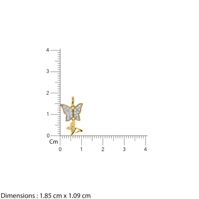 Gold Sparkling Butterfly Lab Grown Diamond Pendant