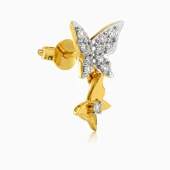 Gold Sparkling Butterfly Lab Grown Diamond Earrings
