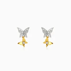 Gold Sparkling Butterfly Lab Grown Diamond Earrings