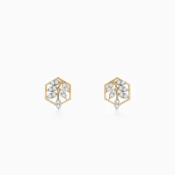 Gold Spring Leaf Lab Grown Diamond Studs