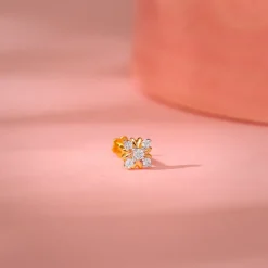 Gold Supernova Diamond Nose Pin
