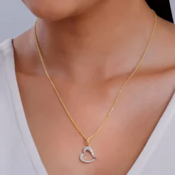 Gold Swaying Heart Lab Grown Diamond Pendant