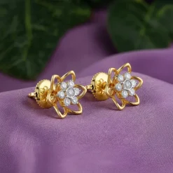 Gold Sweet Flower Lab Grown Diamond Earrings