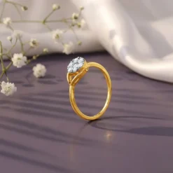 Gold Teardrop Halo Lab Grown Diamond Ring (Size 12)
