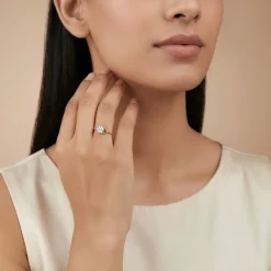Gold Teardrop Halo Lab Grown Diamond Ring (Size 12)