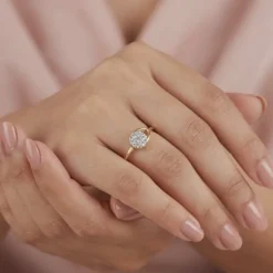 Gold Teardrop Halo Lab Grown Diamond Ring (Size 12)